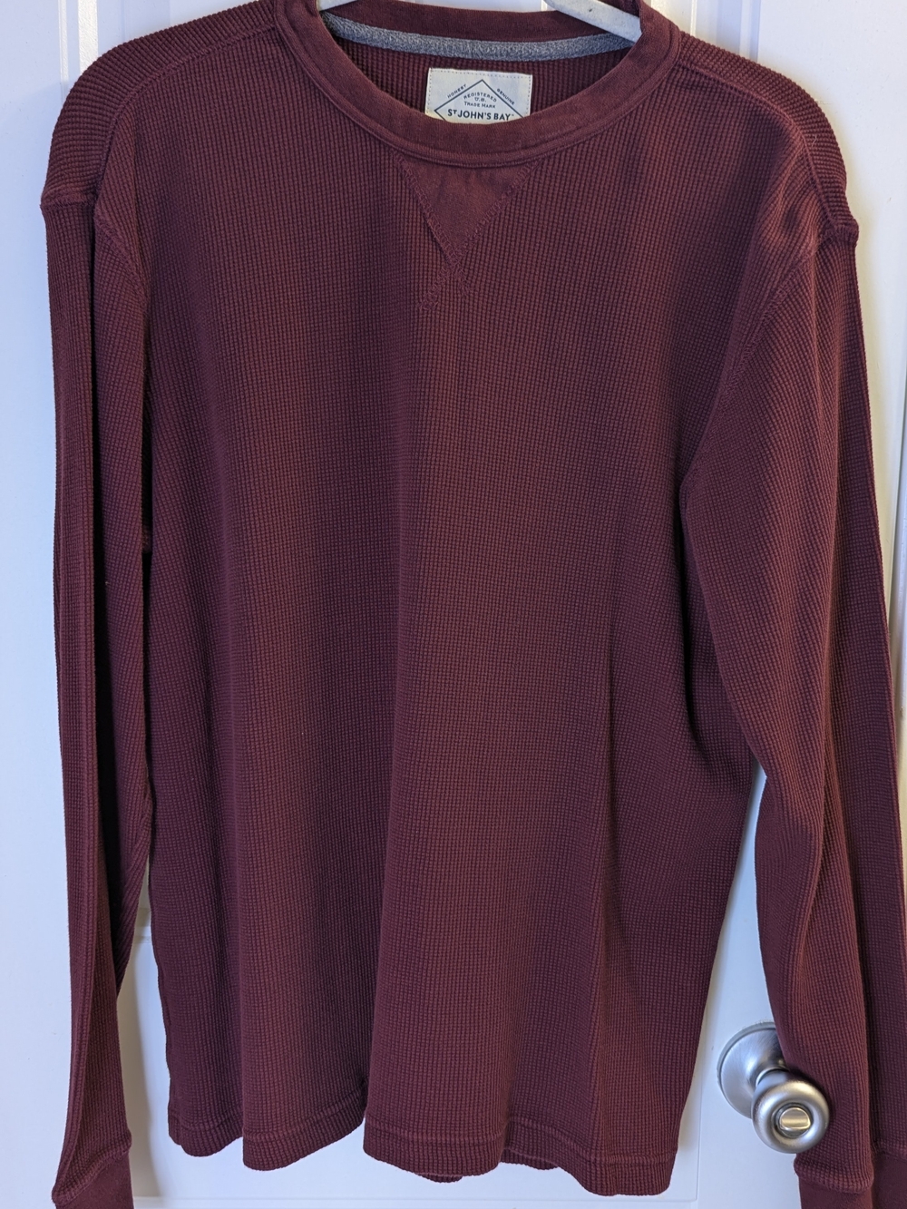 St. John's Bay Maroon Waffle Knit Long Sleeve Crew